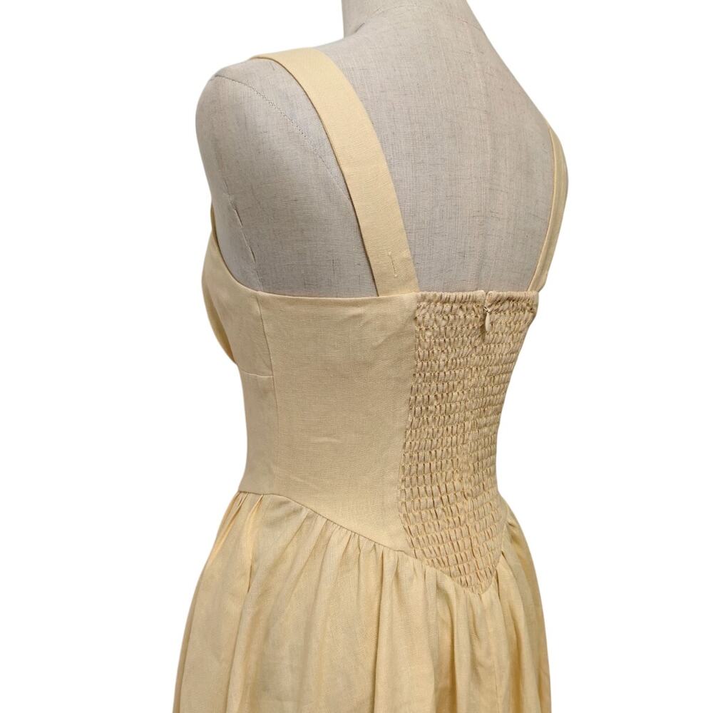 Reformation Butter Yellow Parmesan Balia Linen Dress US 6 - Picture 9 of 10